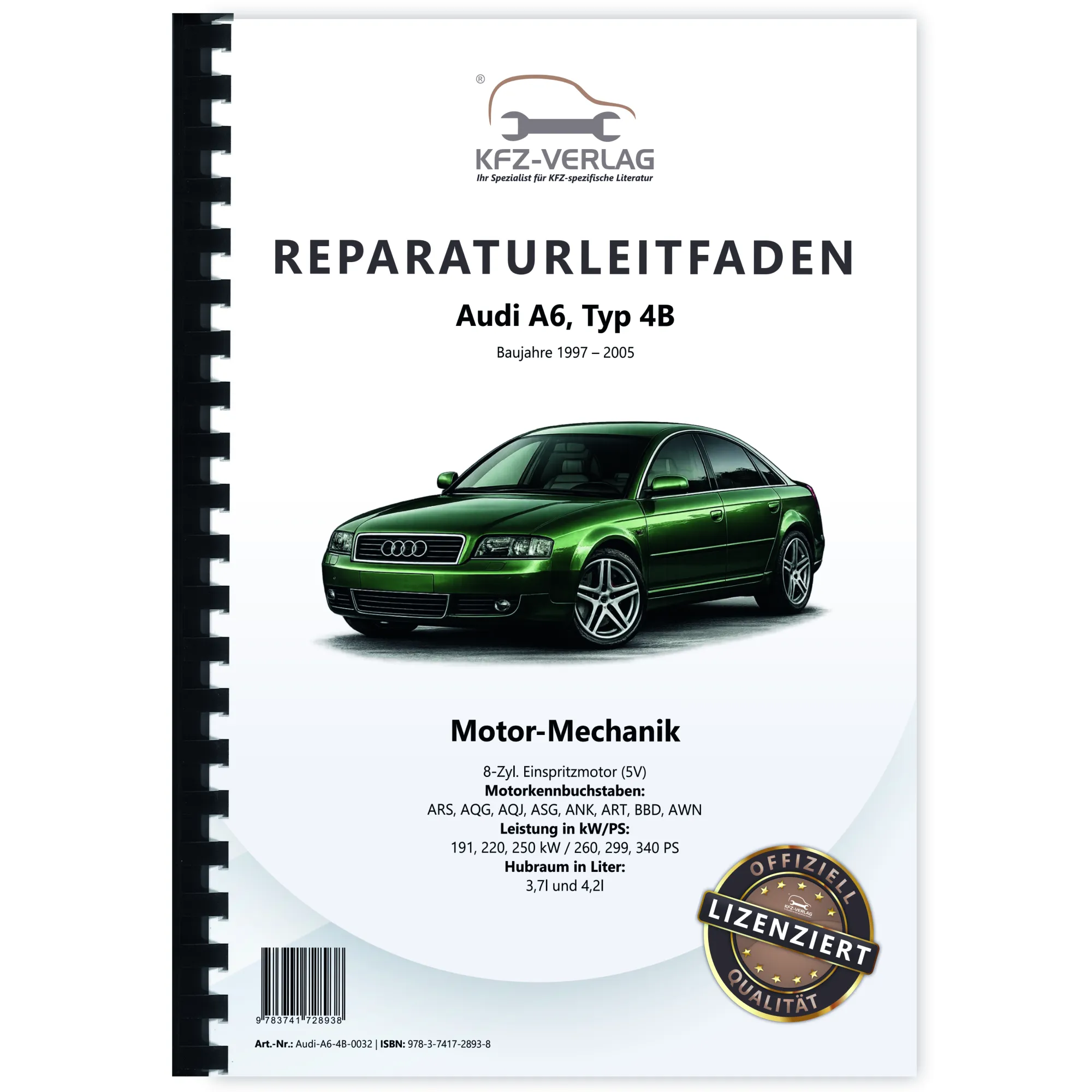 Audi A6 4B 1997-2005 8-Zyl. Benzinmotor 260-340 PS Mechanik Reparaturanleitug Audi A6 4B 1997-2005 8-Zyl. Benzinmotor 260-340 PS Mechanik Reparaturanleitug