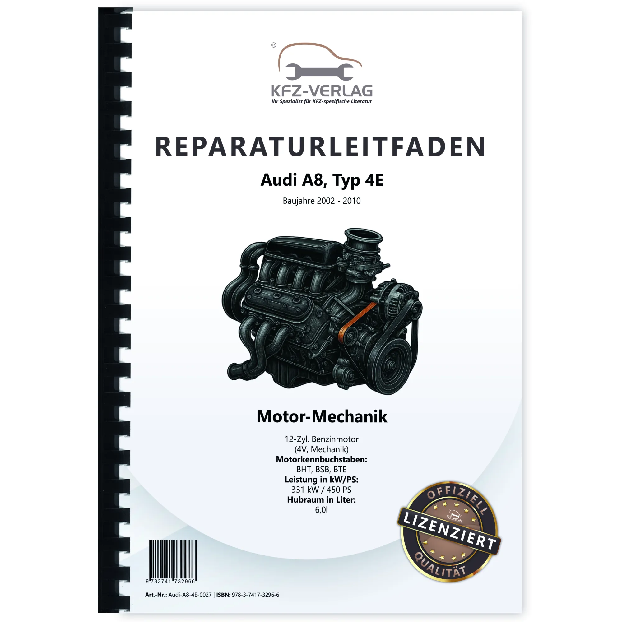 Audi A8 Typ 4E 2002-2010 6,0l Benzinmotor Mechanik 450 PS Reparaturanleitung Audi A8 Typ 4E 2002-2010 6,0l Benzinmotor Mechanik 450 PS Reparaturanleitung