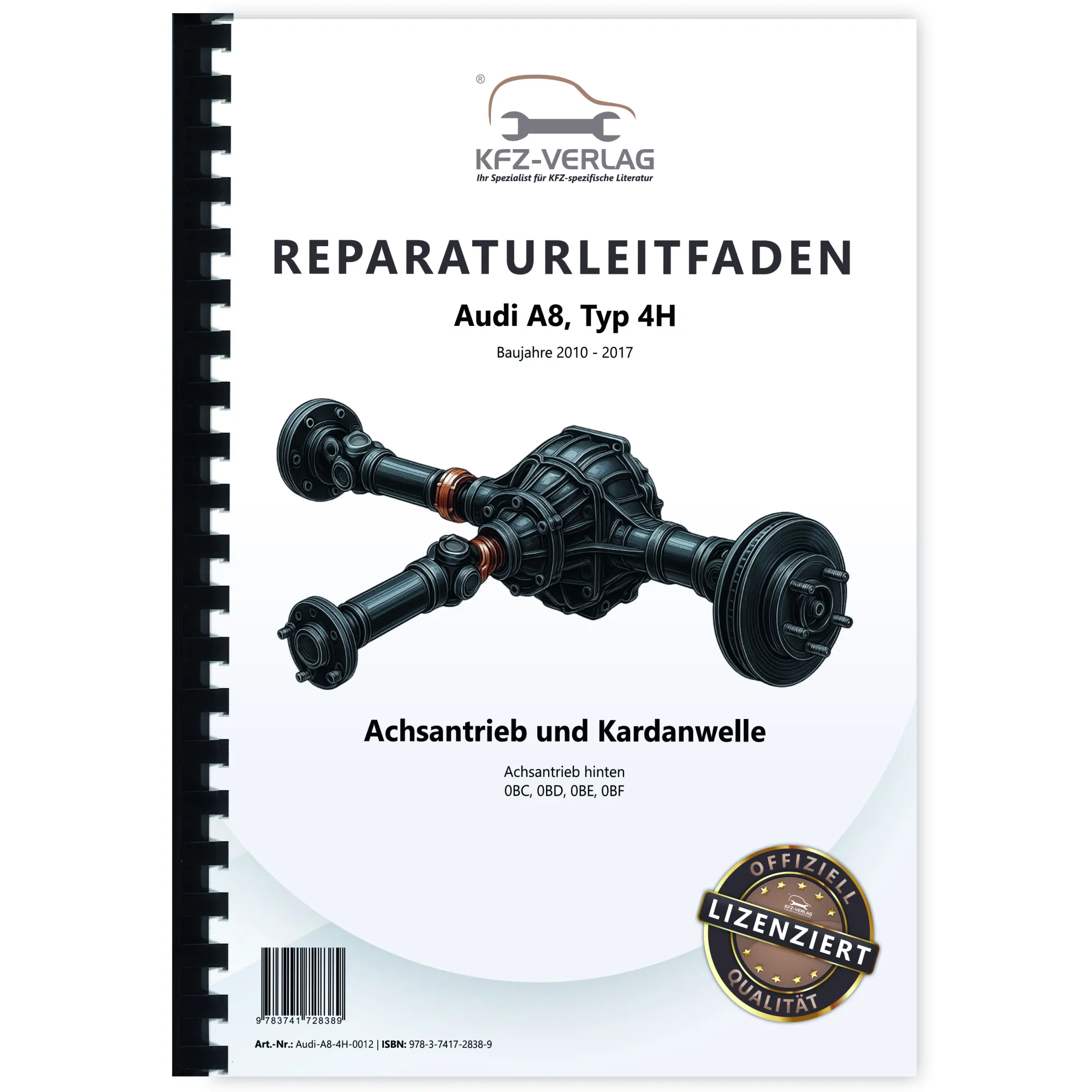 Audi A8 Typ 4H 2010-2017 Achsantrieb hinten 0BC 0BD 0BE 0BF Reparaturanleitung