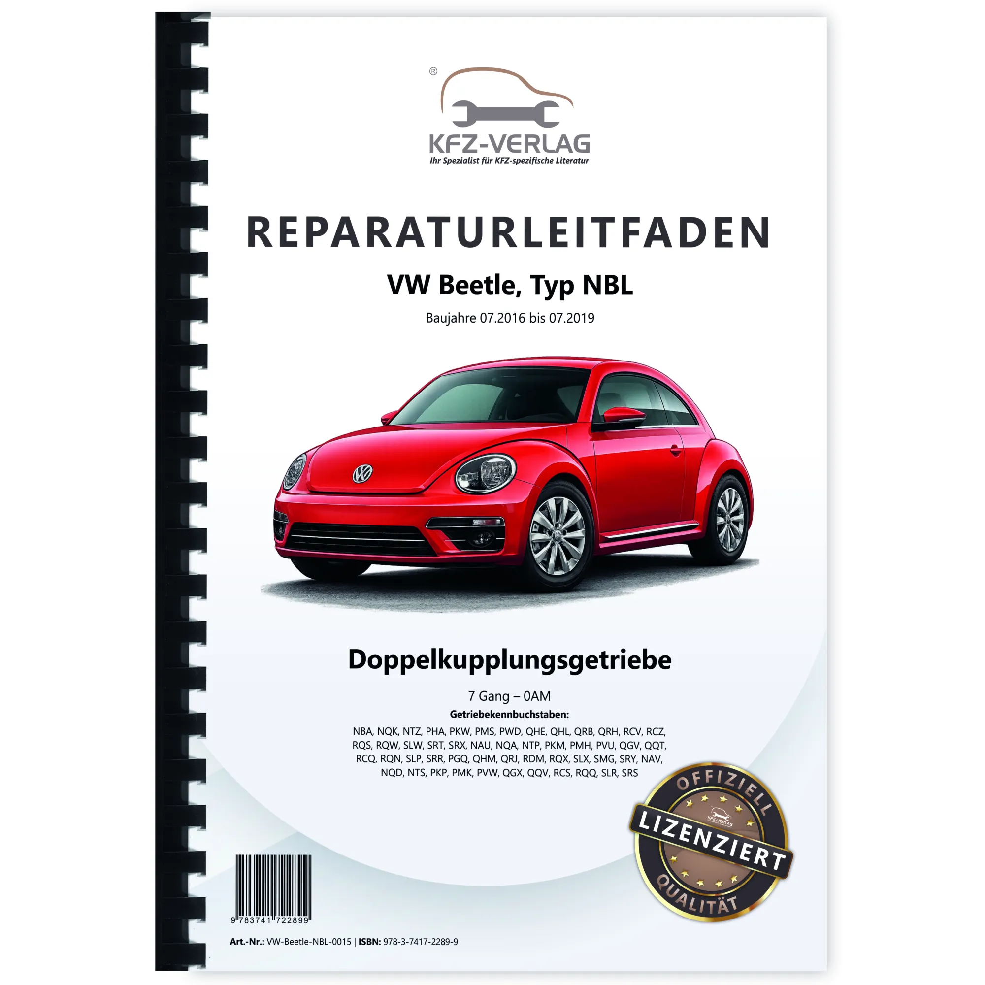 VW Beetle Typ NBL 2016-2019 7 Gang Automatikgetriebe DKG 0AM Reparaturanleitung