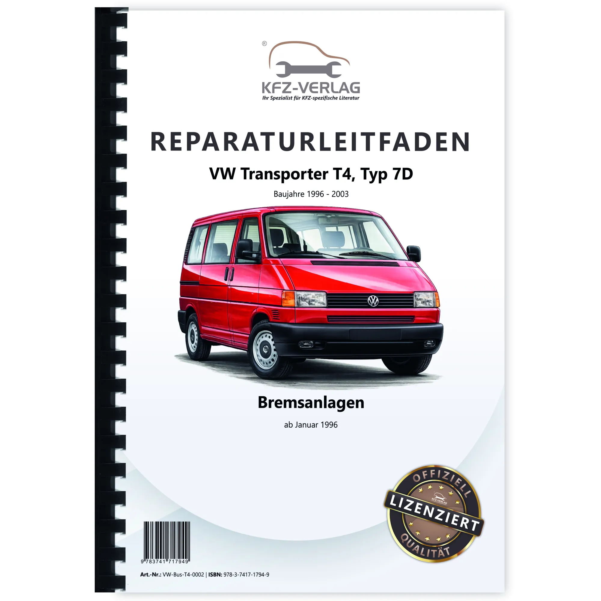 VW Transporter T4 1996-2003 Bremsanlagen Bremsen System Reparaturanleitung