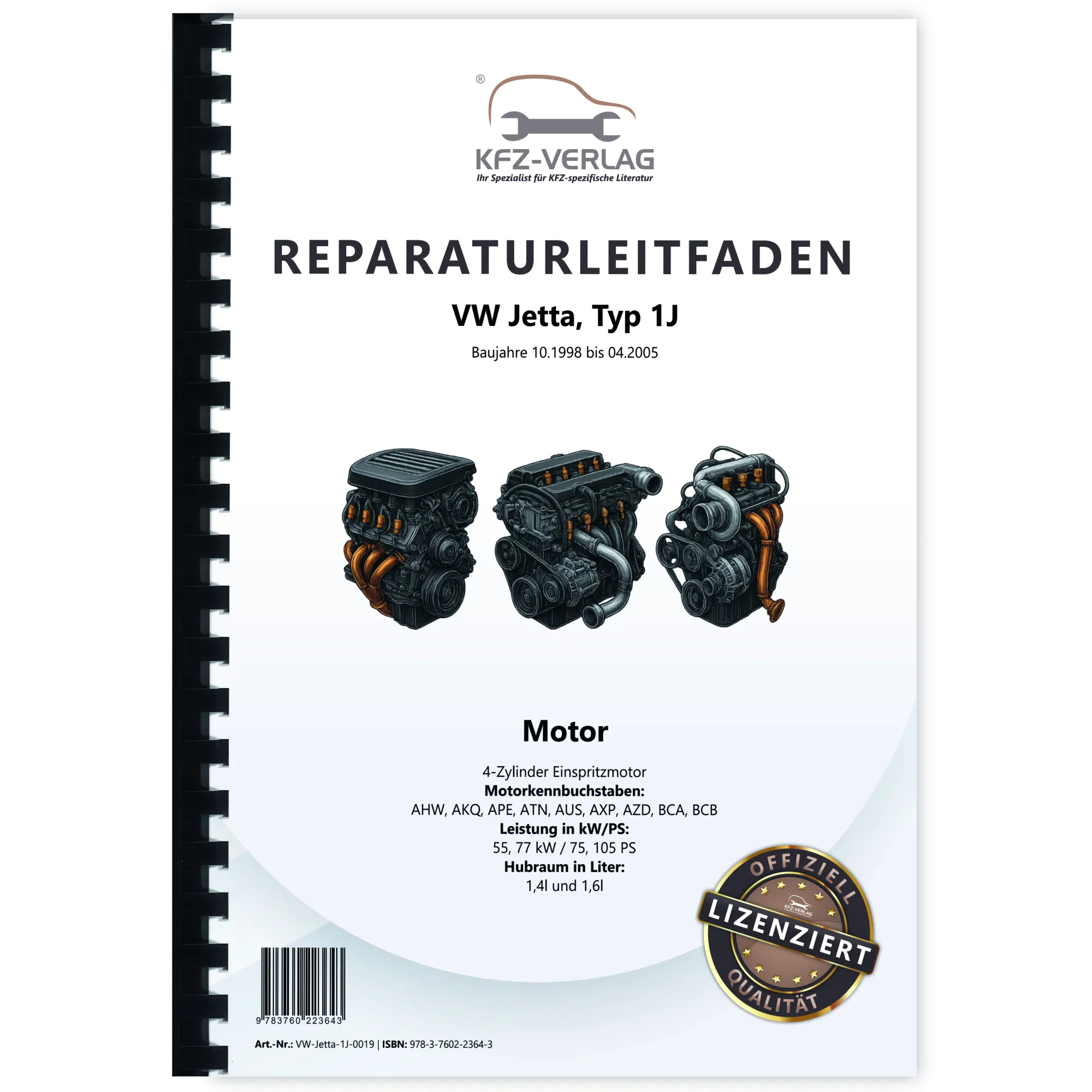 VW Jetta 1J 1998-2005 4-Zyl. Benzinmotor 1,4l 1,6l 75-105 PS Reparaturanleitung