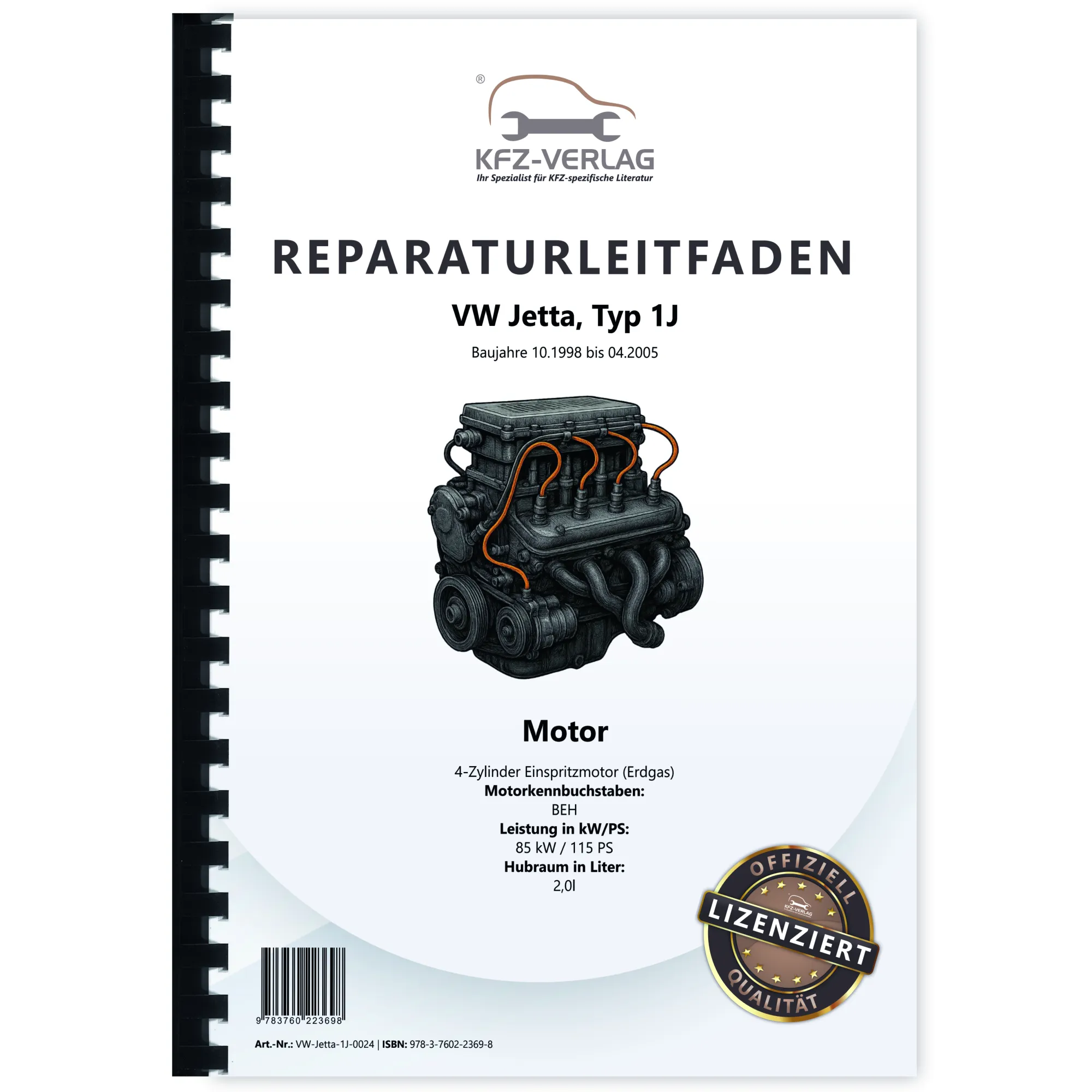 VW Jetta 1J 1998-2005 4-Zyl. Erdgas Benzinmotor 2,0l 115 PS Reparaturanleitung